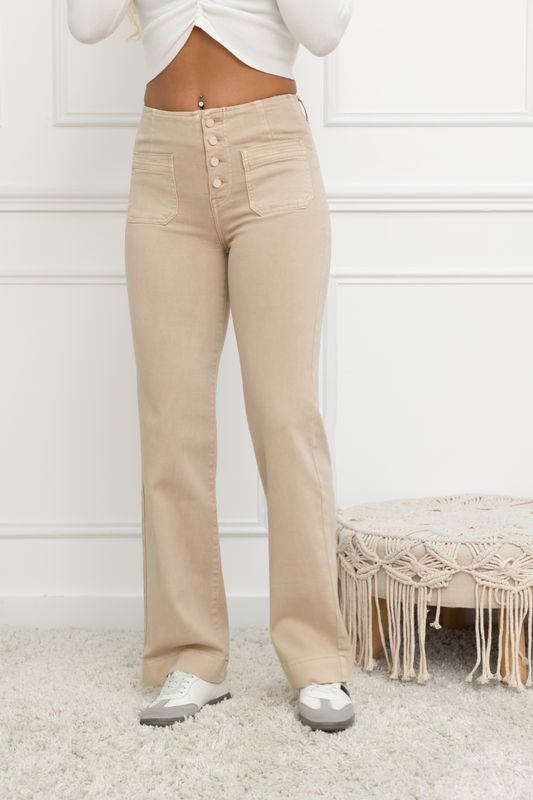 Folyrose - Wide leg pockets - Knopen - Nude