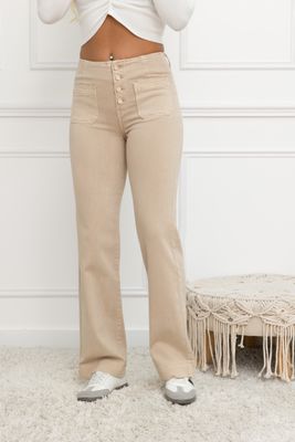Folyrose - Wide leg pockets - Knopen - Nude