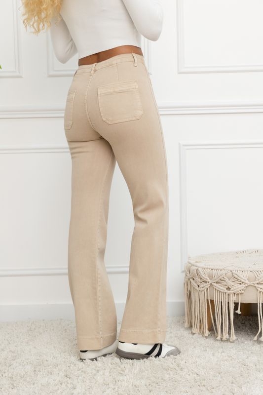 Folyrose - Wide leg pockets - Knopen - Nude