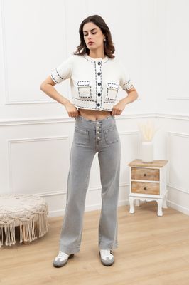 Folyrose - Wide leg pockets - Knopen - Grijs