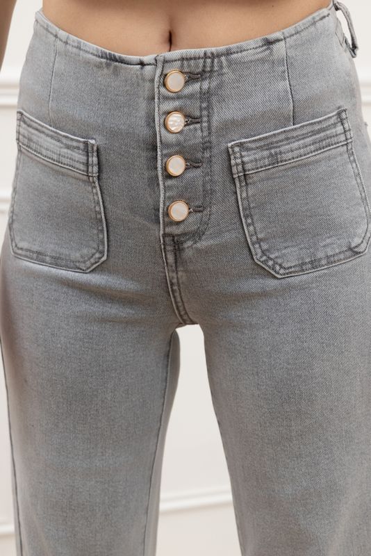 Folyrose - Wide leg pockets - Knopen - Grijs