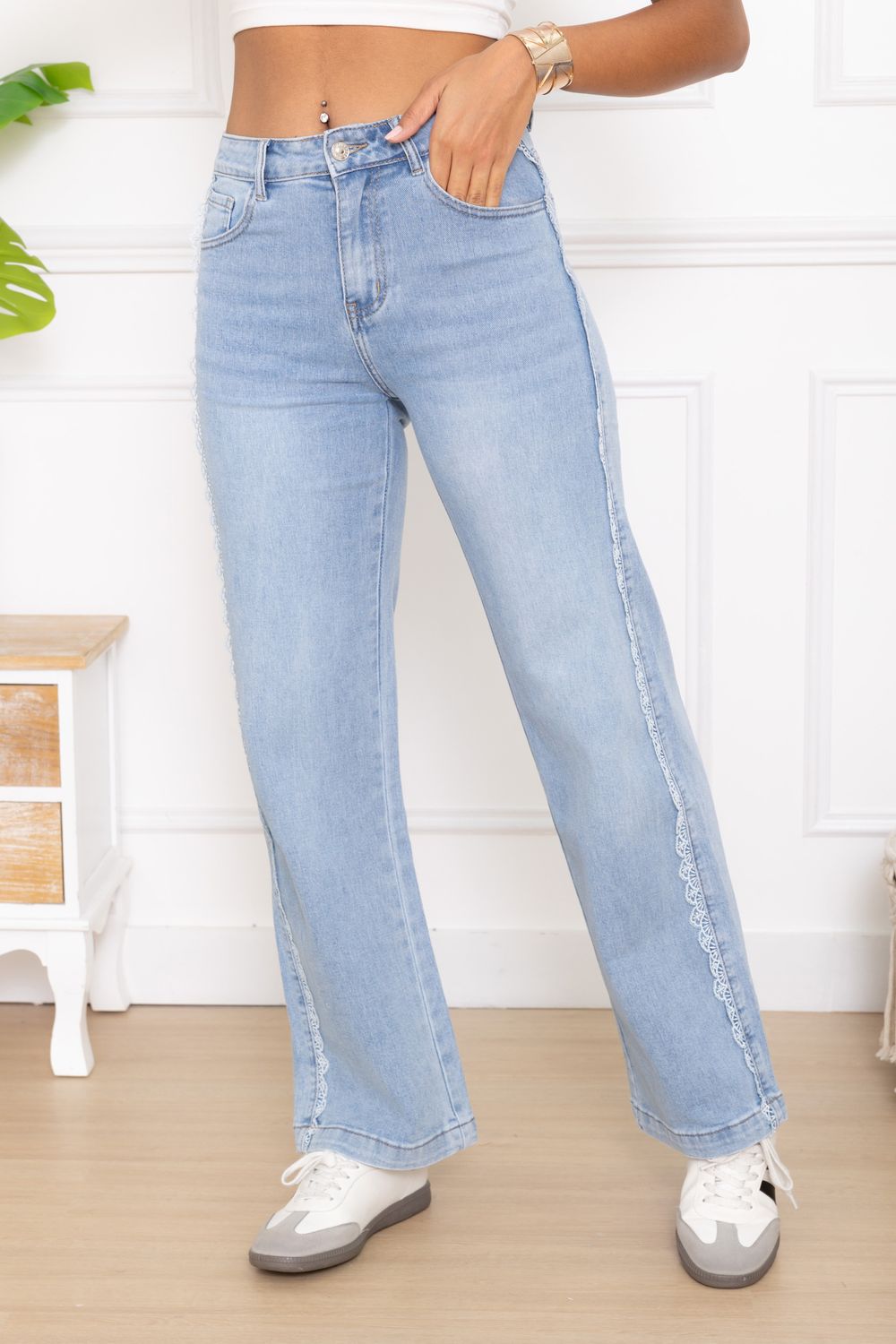 Folyrose - Wide leg detail zijkant