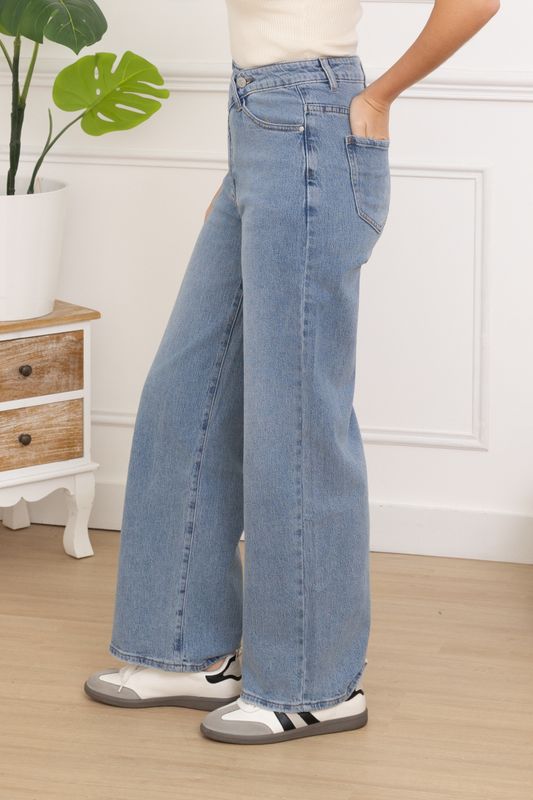 Folyrose - Wide leg schuine rits