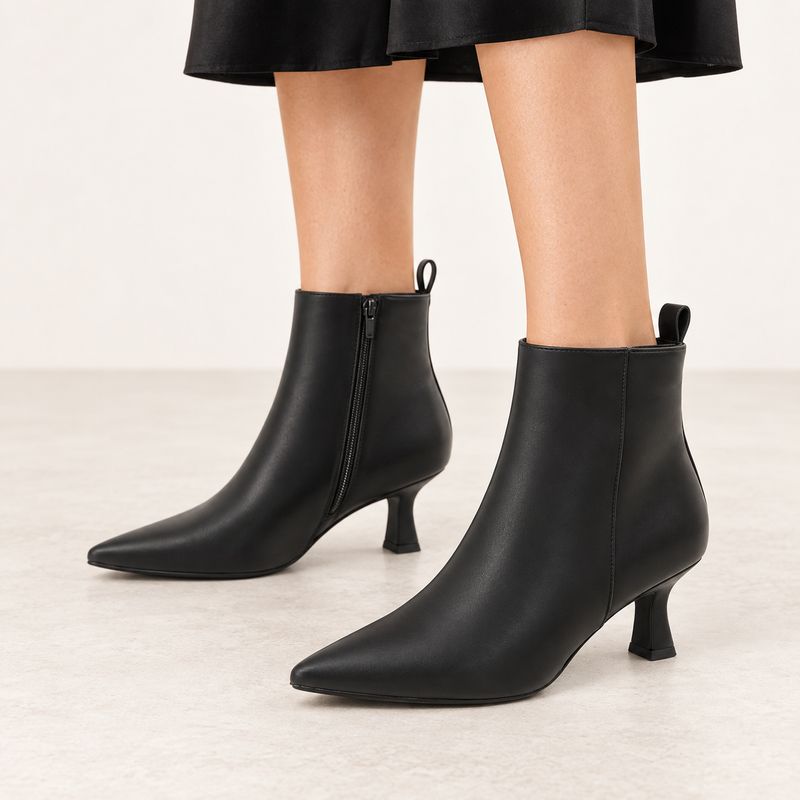Heels Daisy lederlook - Zwart