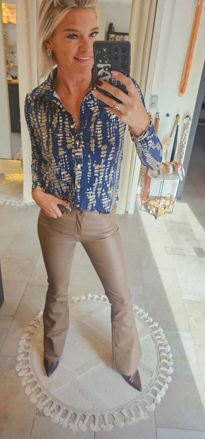 Lederlook flared bruin