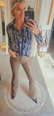 Lederlook flared bruin