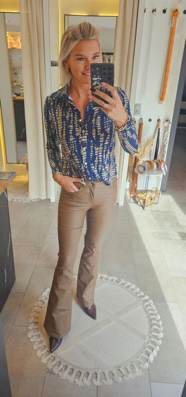 Lederlook flared bruin