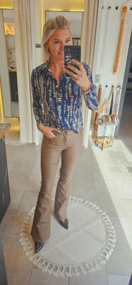 Lederlook flared bruin