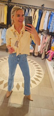 Blouse met sjaal - Geel