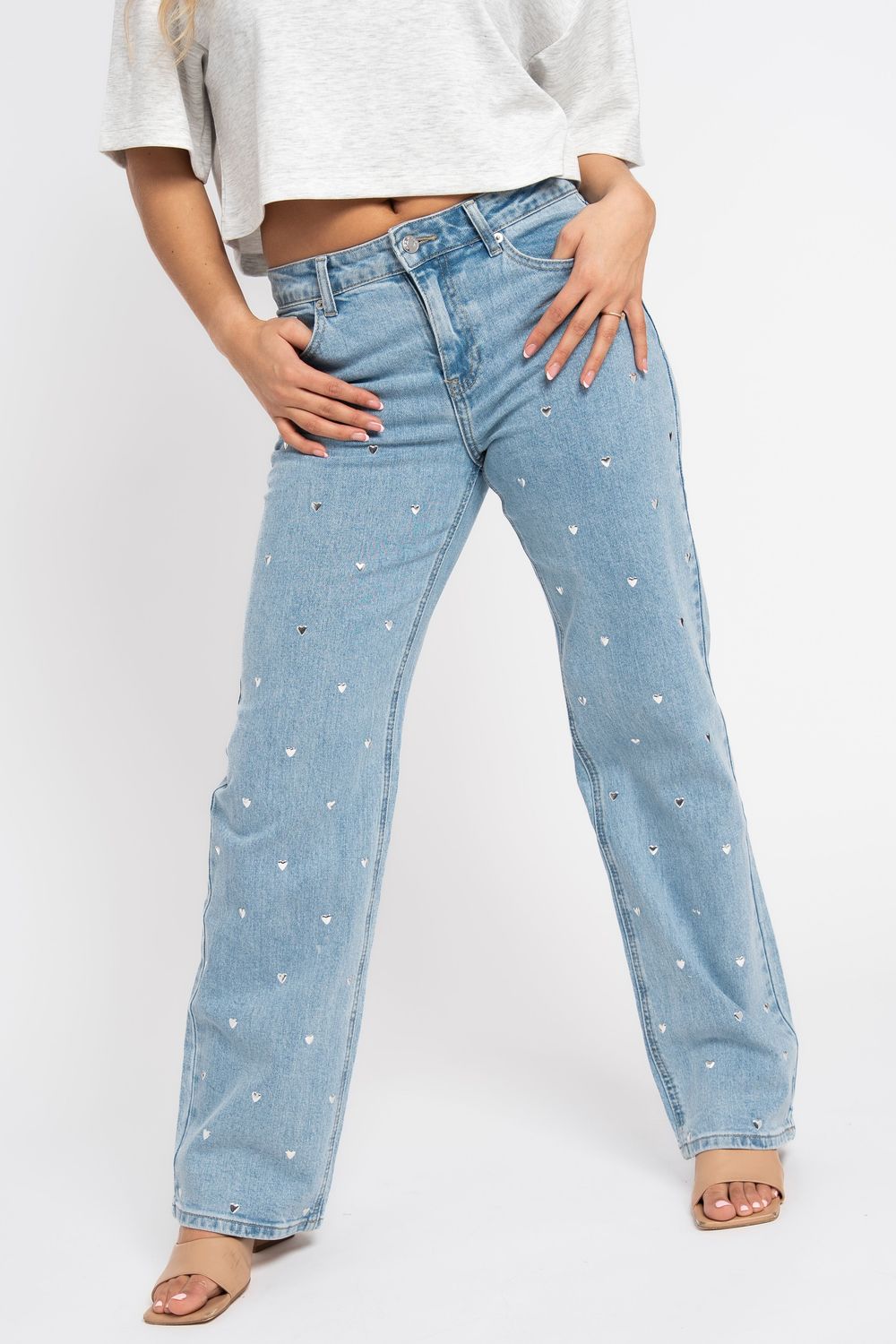 Redial straight jeans - hartjes metallic