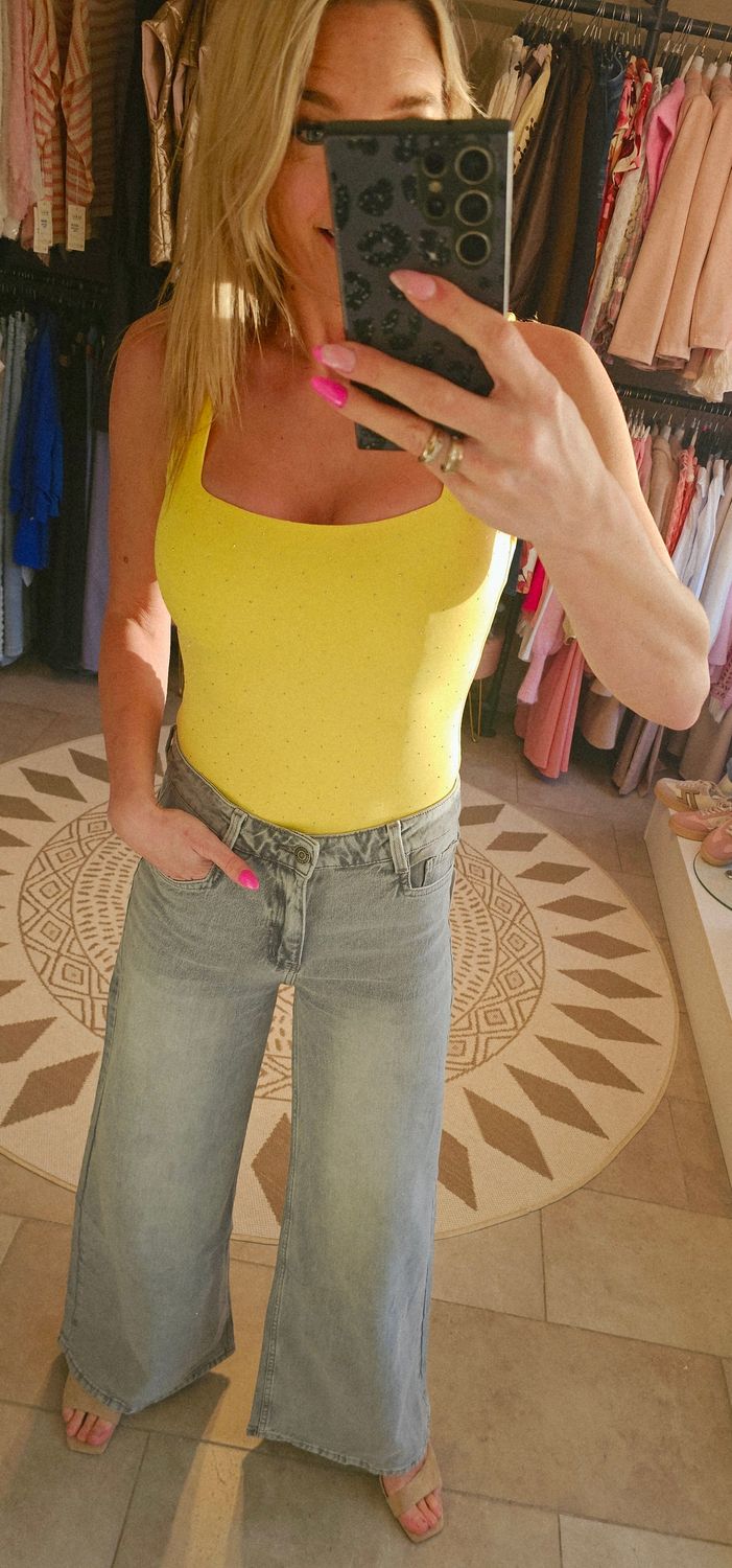 Basic top strass - Geel