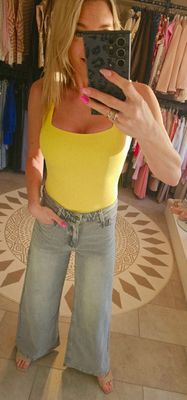 Basic top strass - Geel