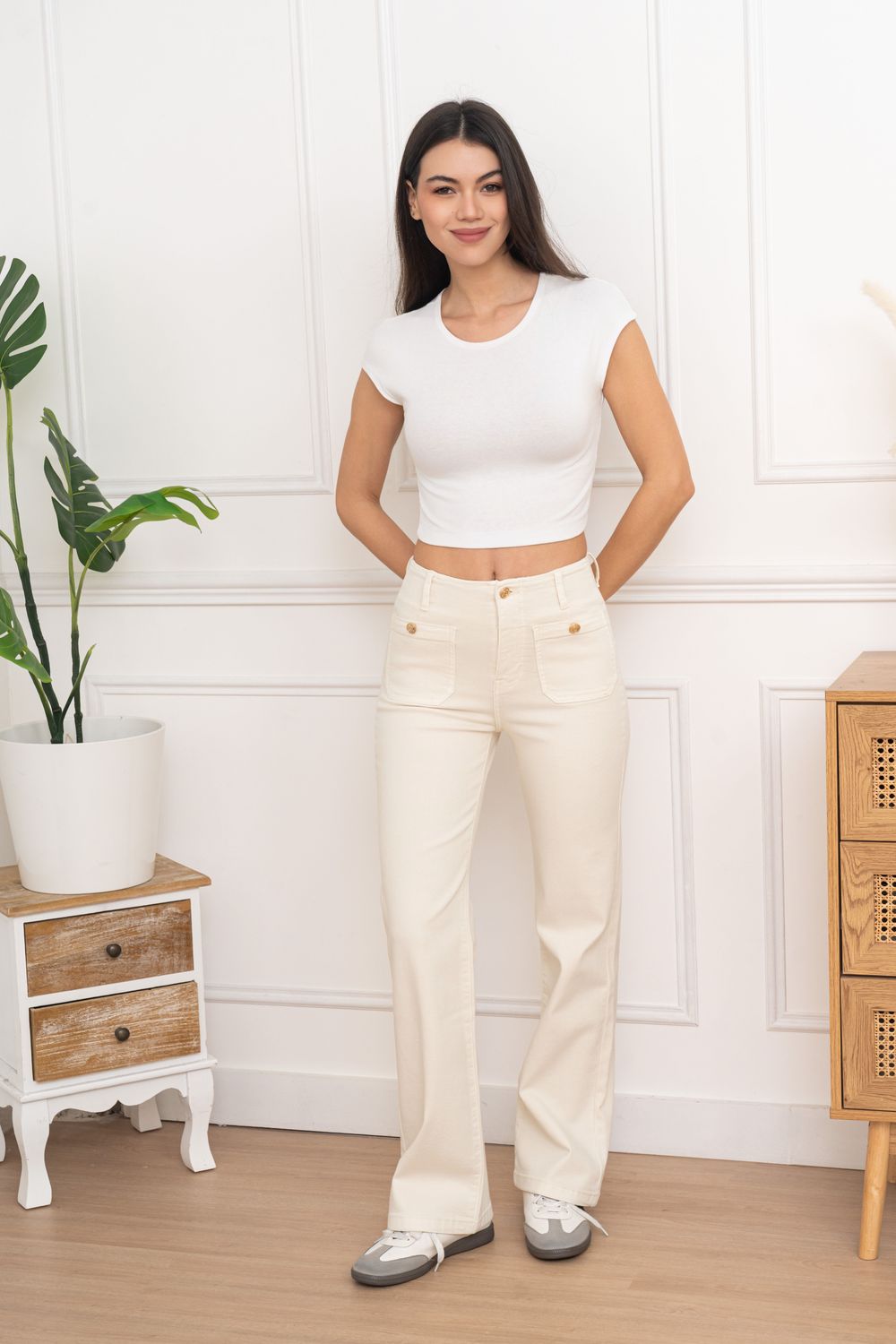 Folyrose wide leg - Beige