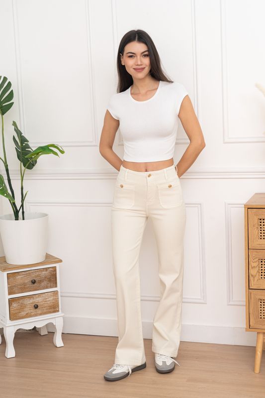 Folyrose wide leg - Beige