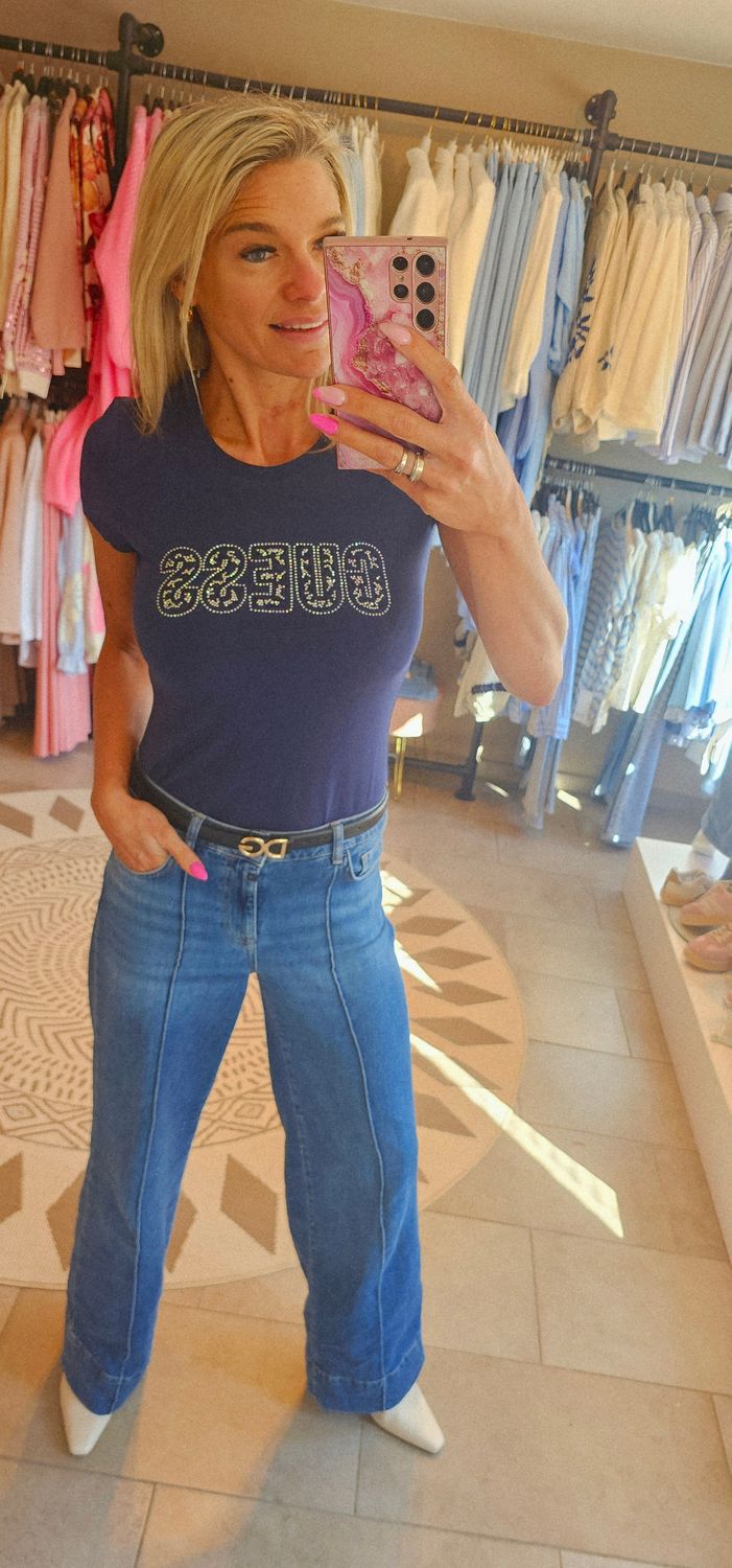 Guess t - shirt strass Navy