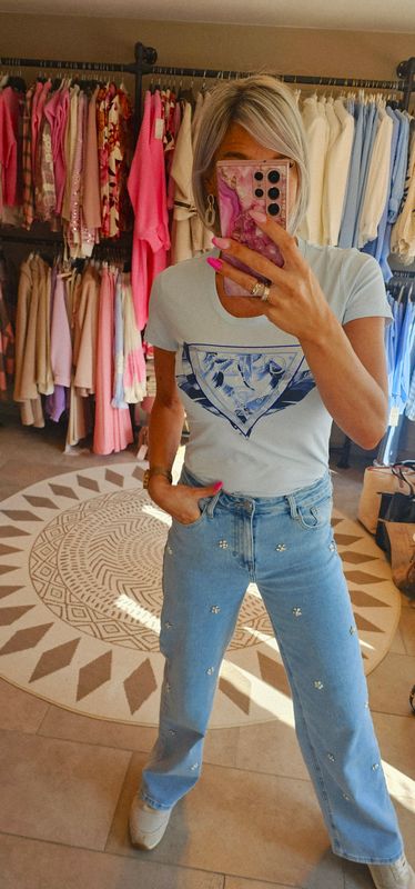 Guess t shirt strass - babyblauw