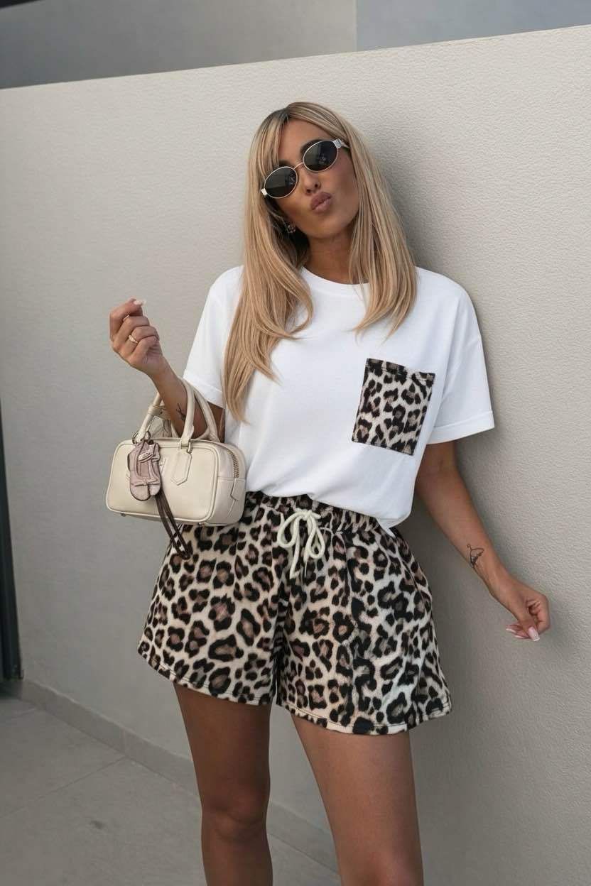 Set broek en t-shirt tijger - wit