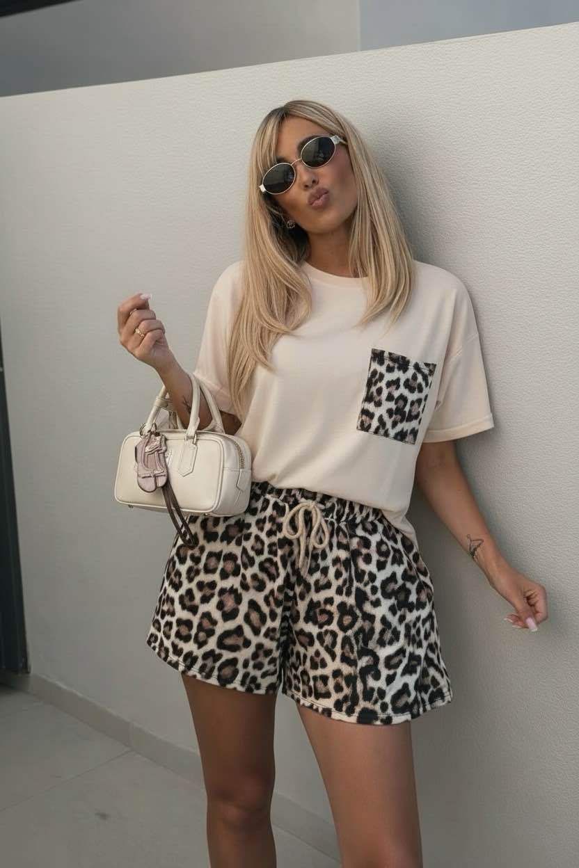 Set broek en t-shirt tijger - beige