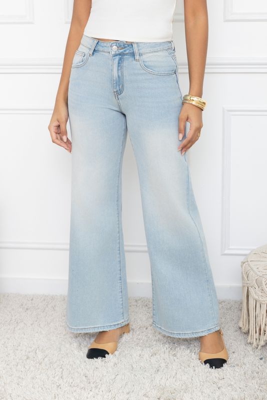 Folyrose wide leg - Lichte blinker in de stof