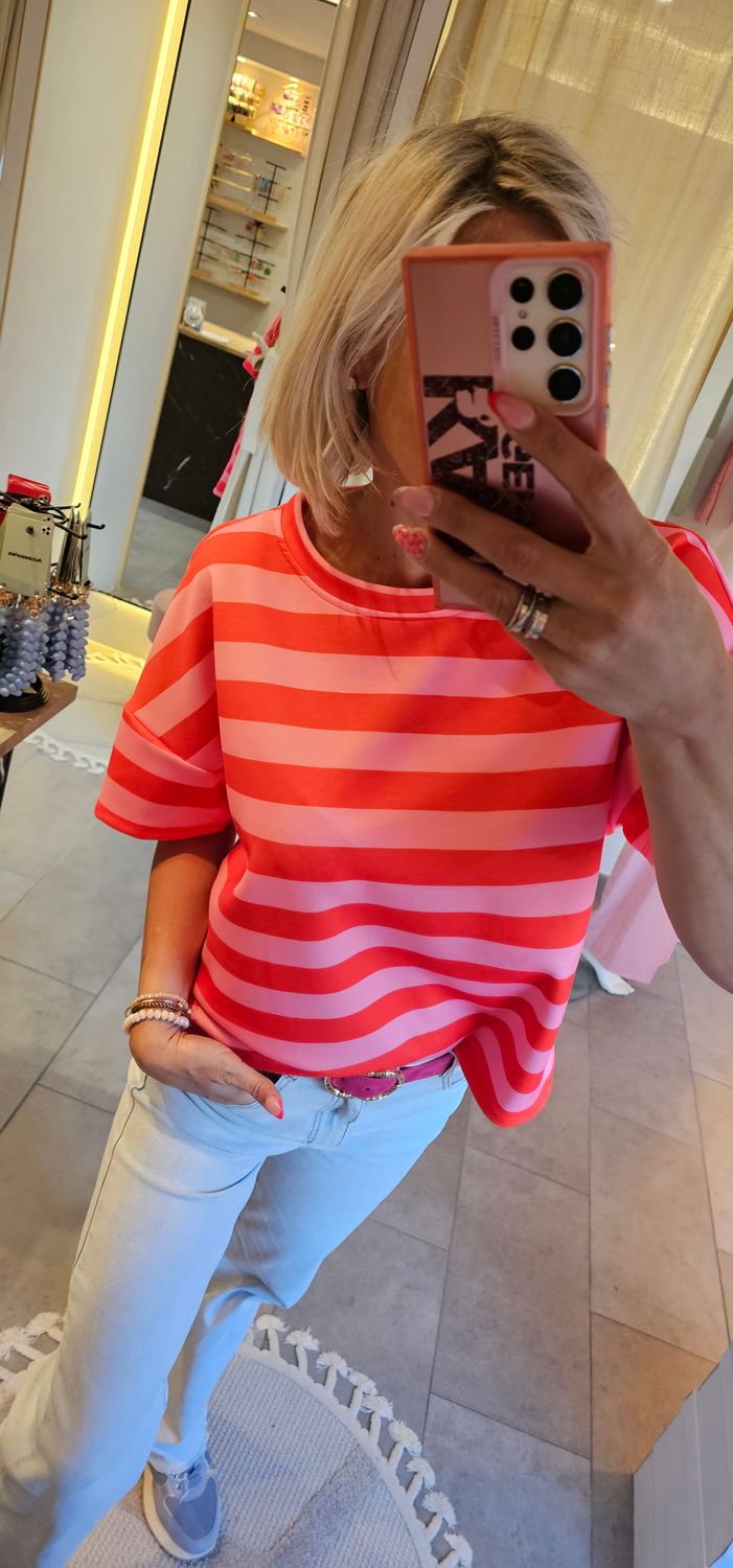 T-shirt Dally roos/oranje