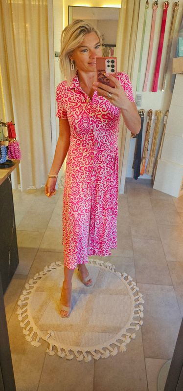 Kleed Lucy - Fushia bloemen