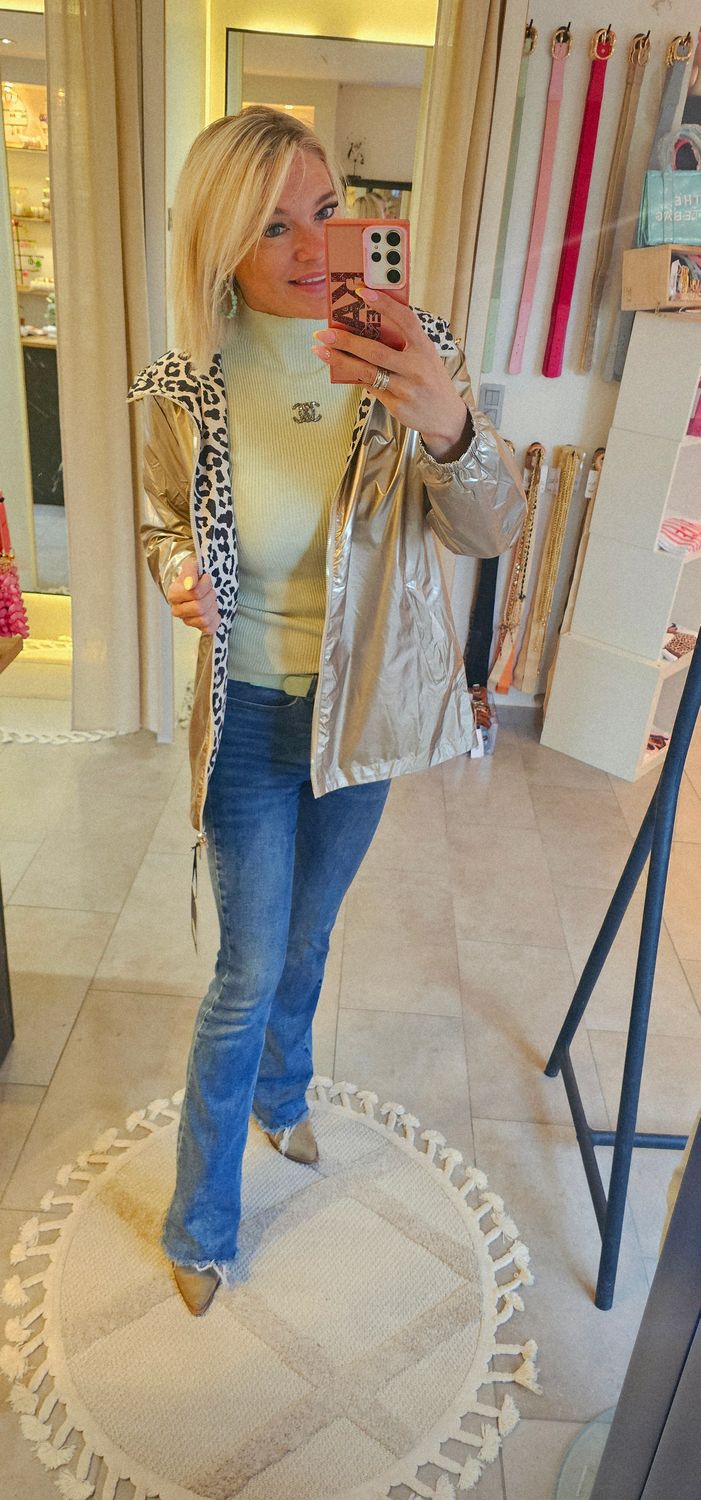 Regenjas leopard reversible