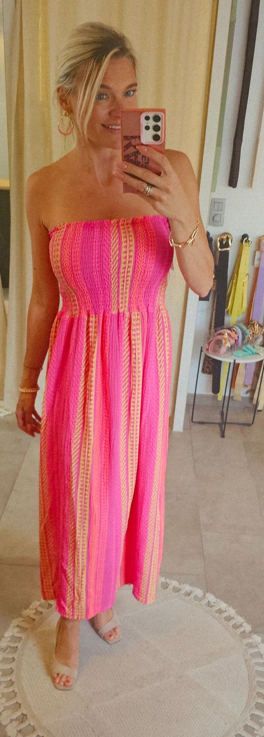 Kleed Tetra bustier fluo roos