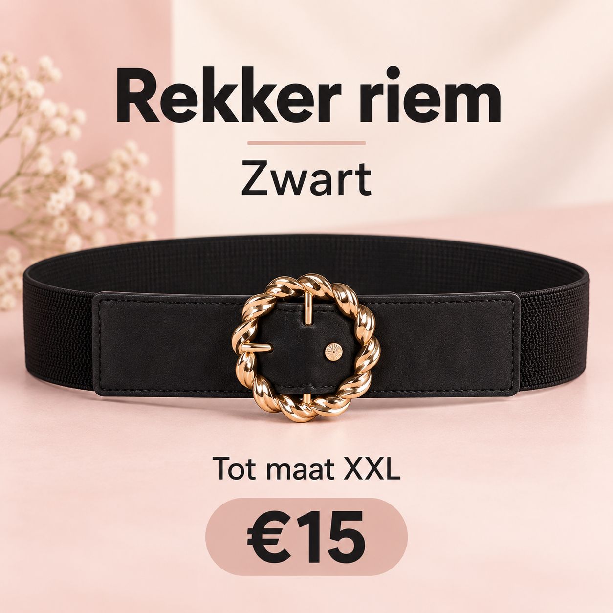 Rekker riem - Zwart