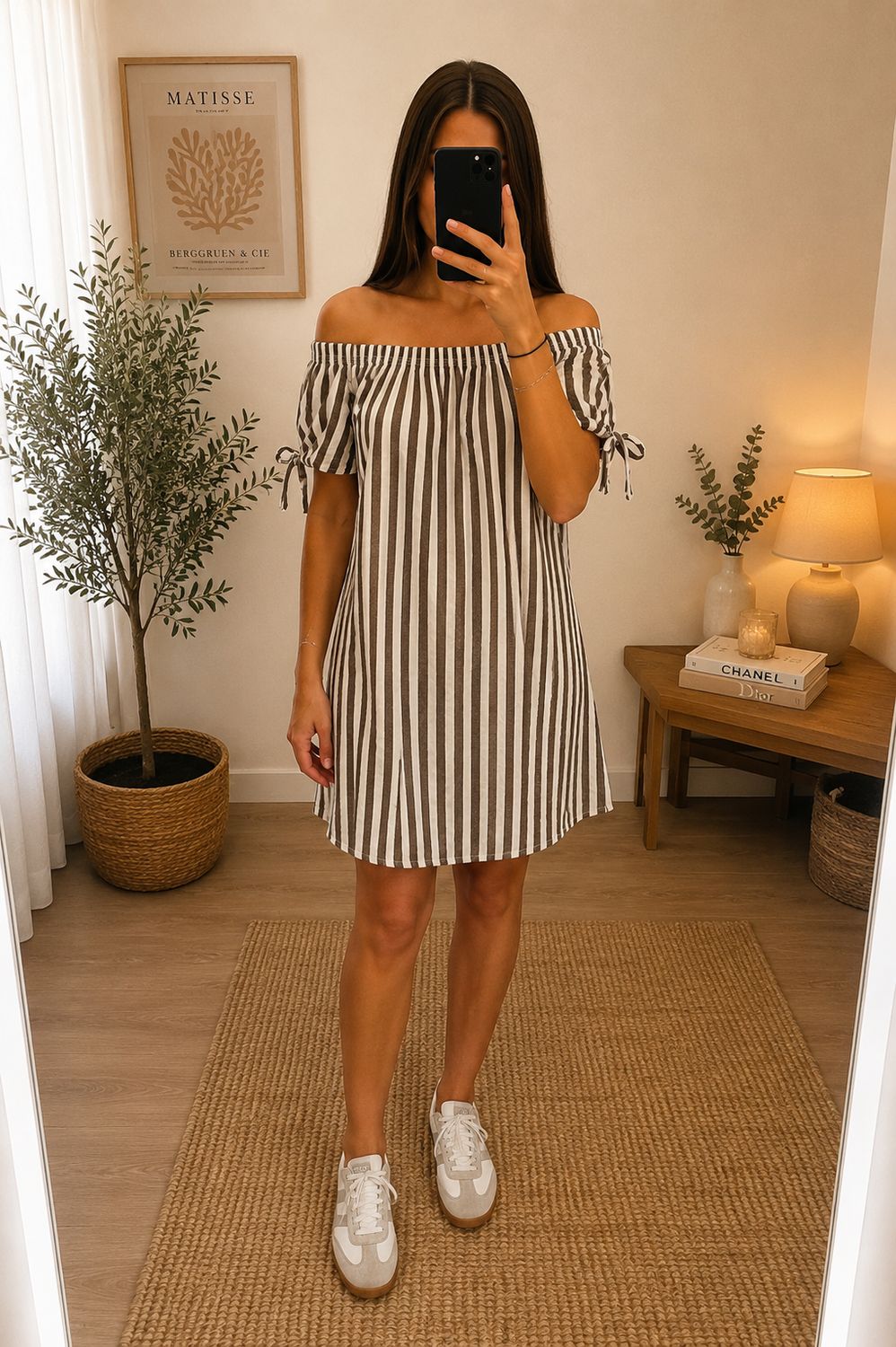 Kleed Toya stripes - Bruin