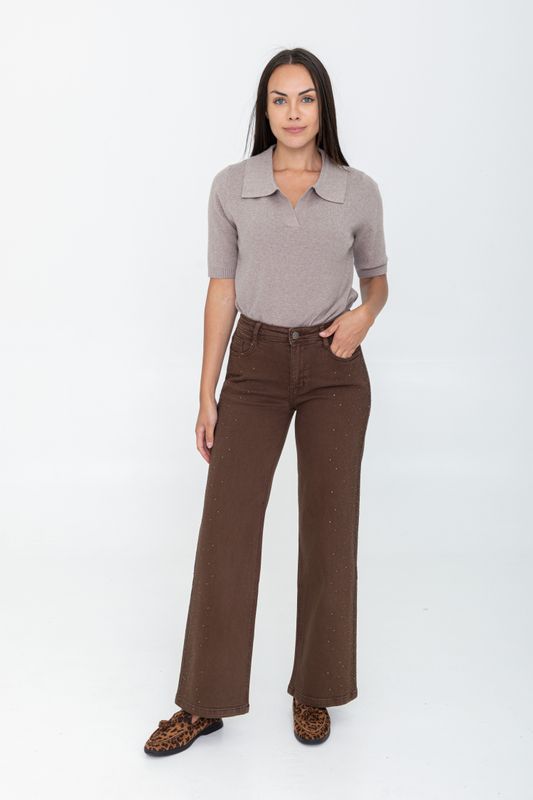 Folyrose wide leg - strass brown