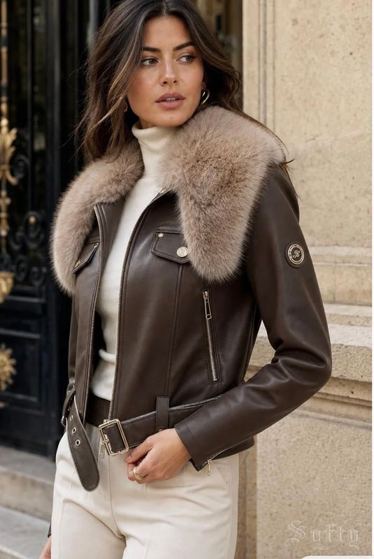 Lederlook jas pels - Irna