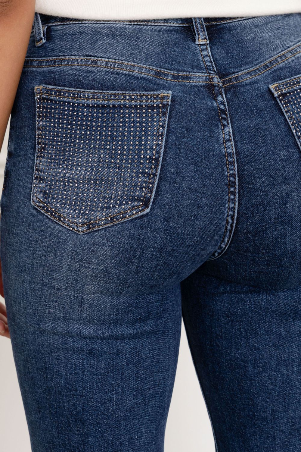 Folyrose wide leg strass - jeans blauw