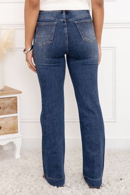 Folyrose wide leg strass - jeans blauw