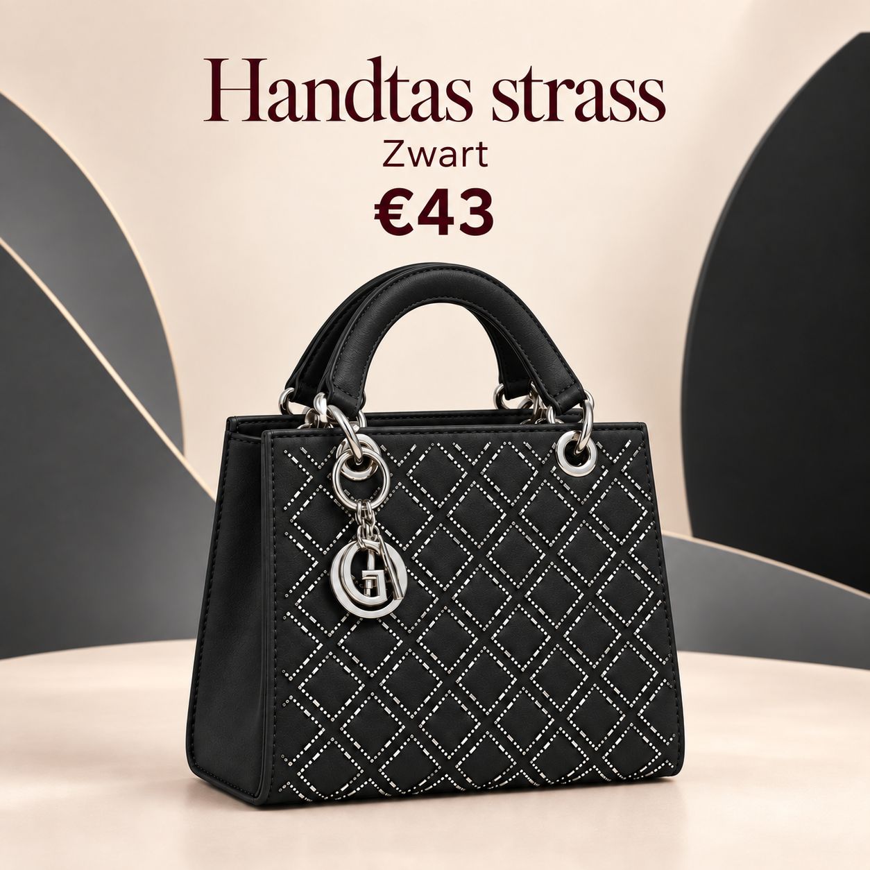 Handtas strass - Zwart
