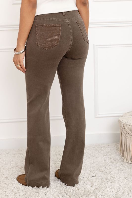 Folyrose wide leg strass - moca
