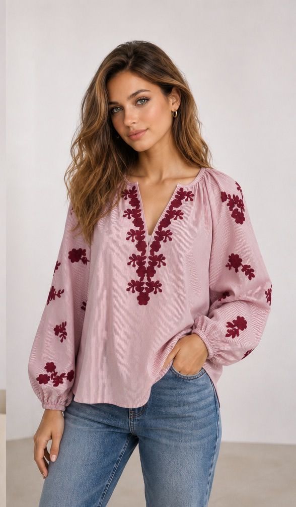 Blouse - New Jersey - Bordeaux