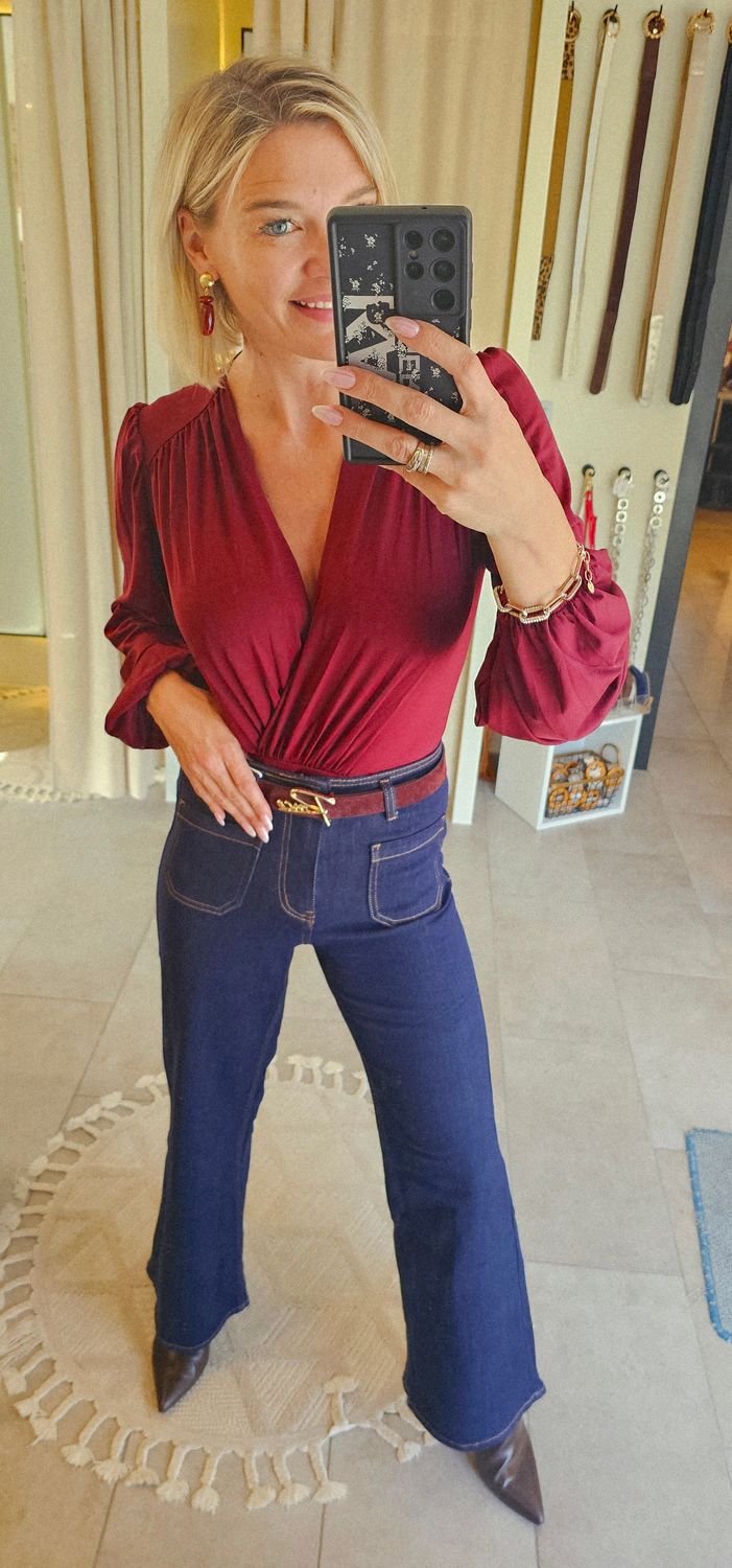 Jeans wide leg pocket