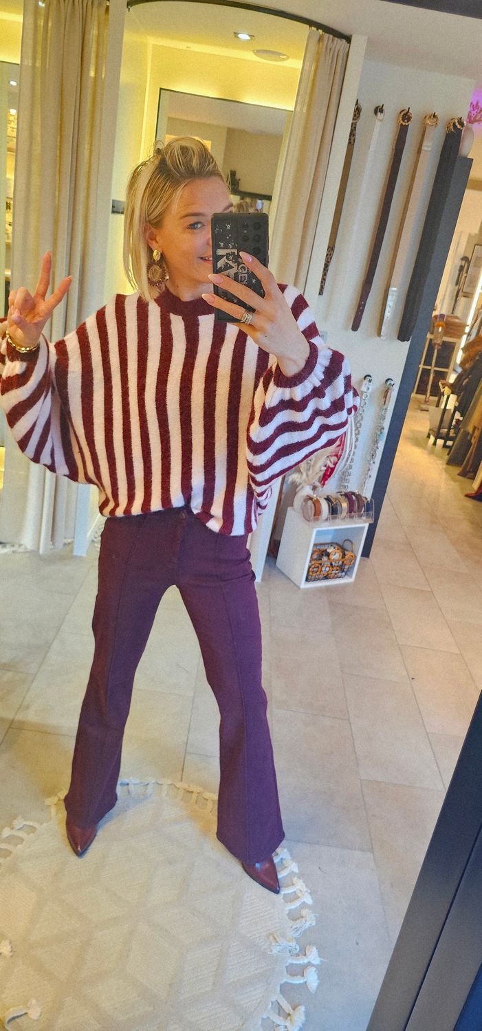 Pull Nolan - striped bordeaux/ roos