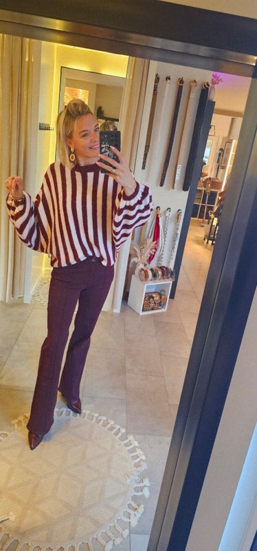 Pull Nolan - striped bordeaux/ roos