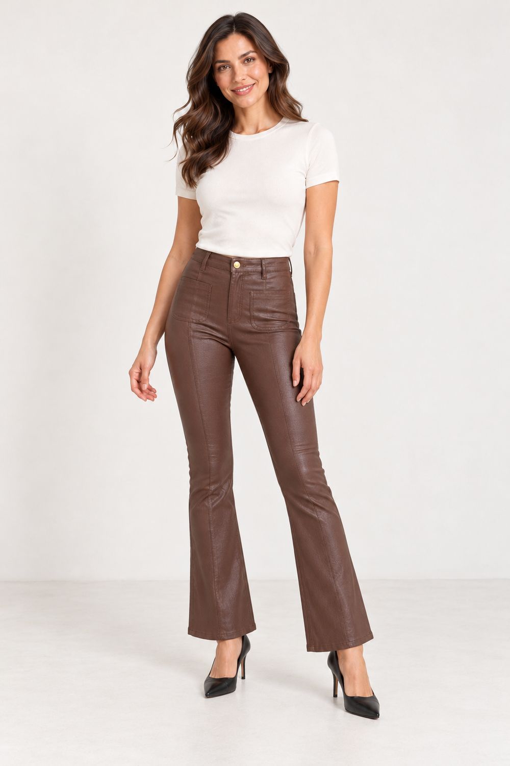 Folyrose lederlook flared