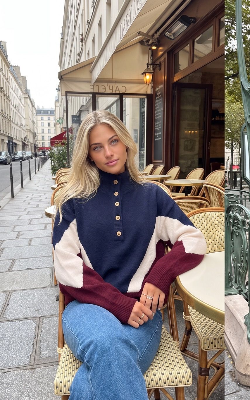 Pull Emma - Navy/ wine