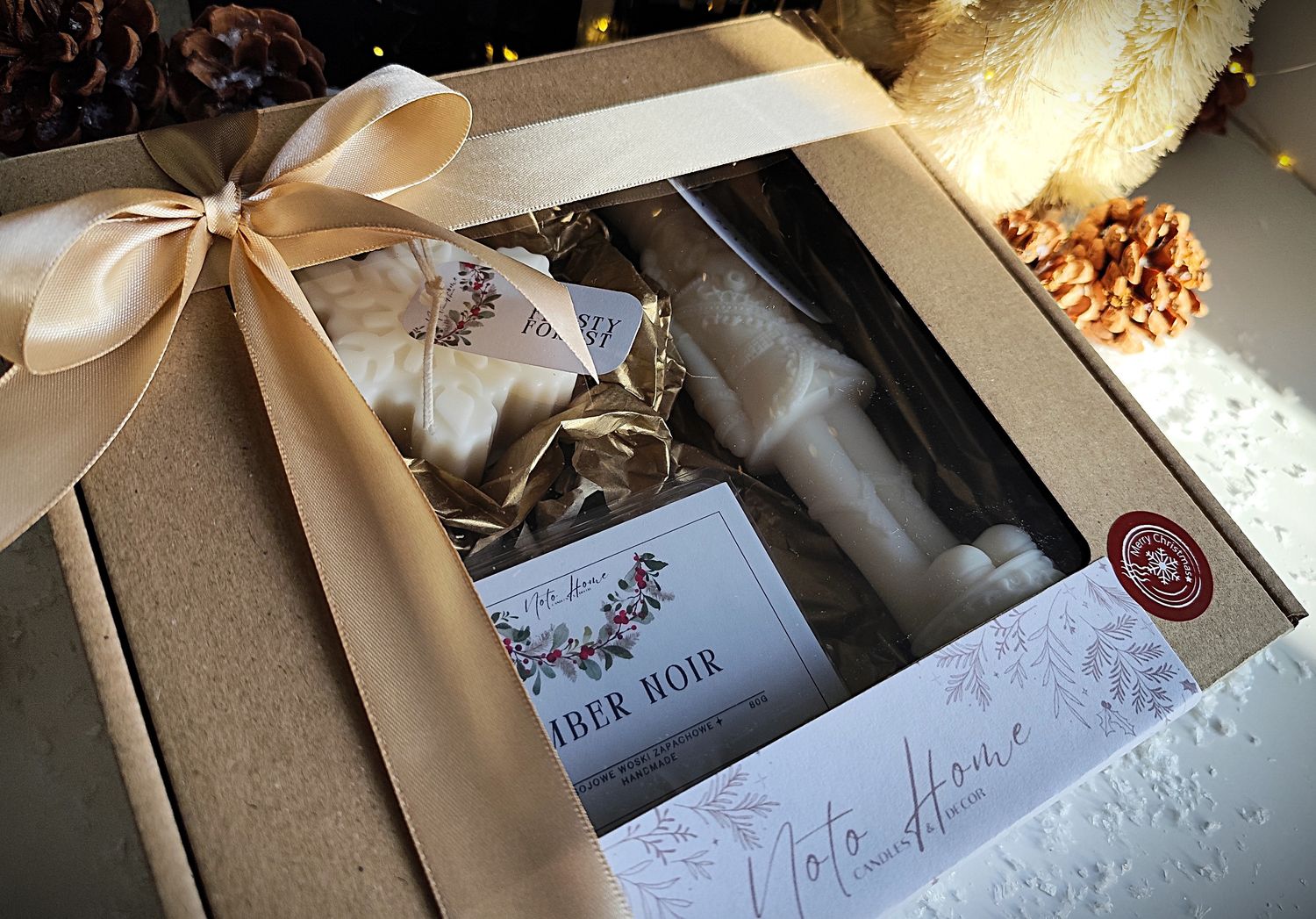 Box prezentowy dziadek do orzechów + śnieżynka + woski zapachowe