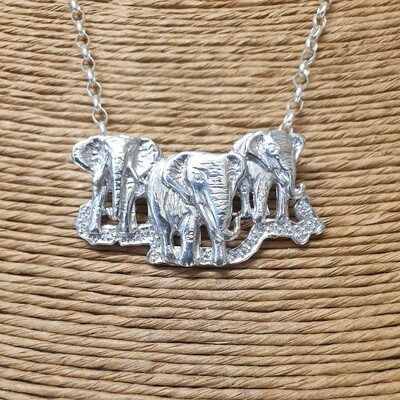 Elephant Trio pendant and necklace