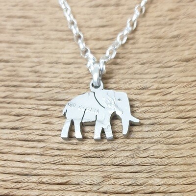 Elephant Hand-cut coin pendant and necklace