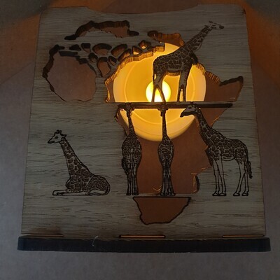 Tealight wooden candle holder Giraffes in Afrika