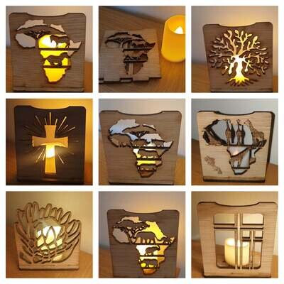 Tealight wooden candle holder Cross Double