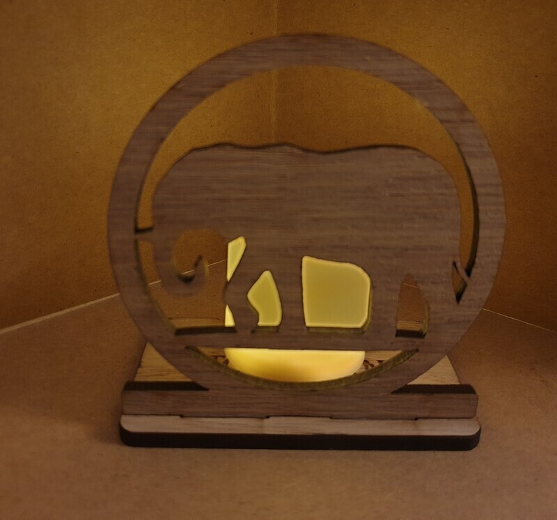 Tealight wooden candle holder Elephant