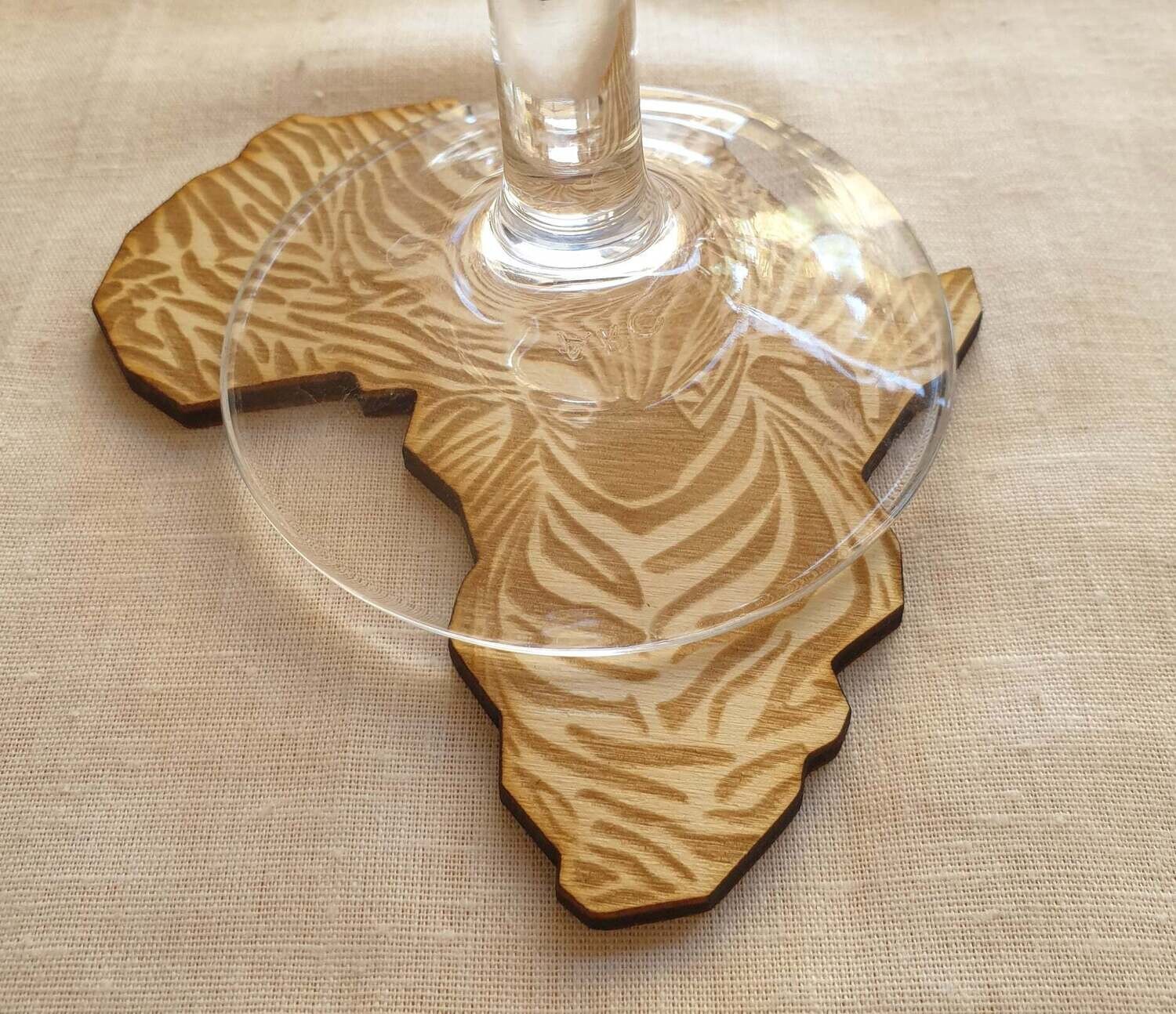 Coasters wooden set of 4  Zebra in Africa