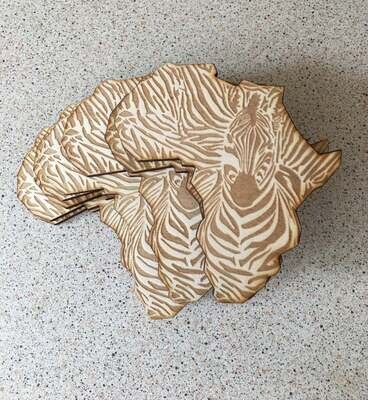 Coasters wooden set of 4 Zebra in Africa