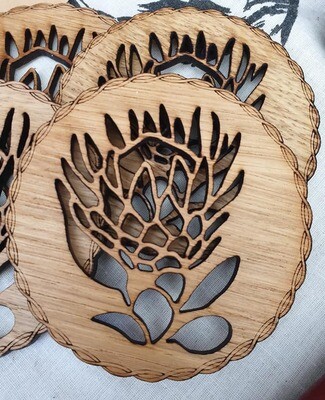 Coasters wooden set of 4 Protea